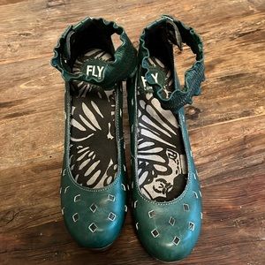 Fly London heeled shoe with ankle strap